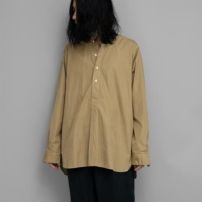 RE-STOCK: A.PRESSE PULLOVER COLLARLESS SHIRT L/S - BEIGE PRE ORDER ITEM (預訂中)