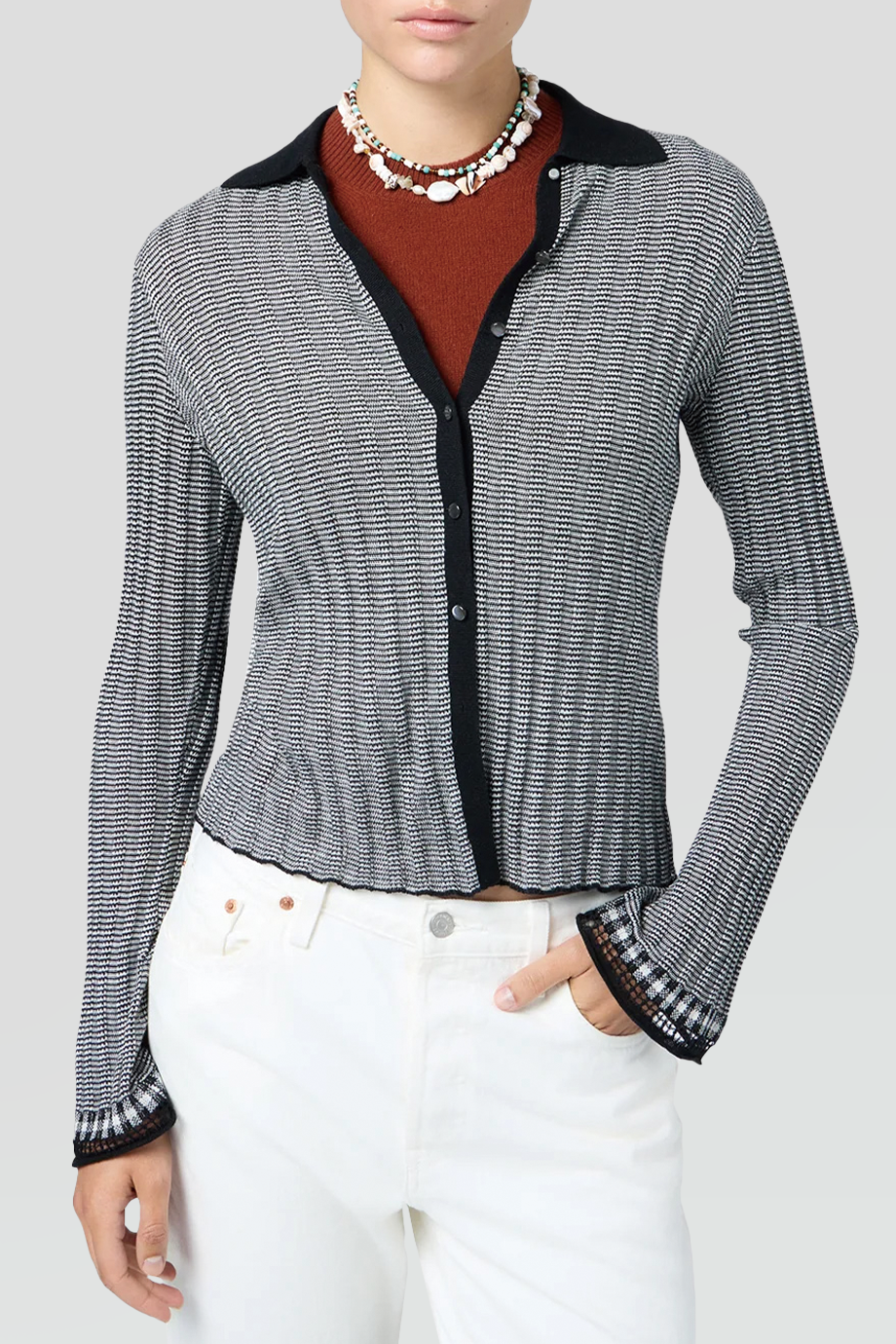 Guest in Residence｜STRIPE 細羅紋喇叭袖針織襯衫