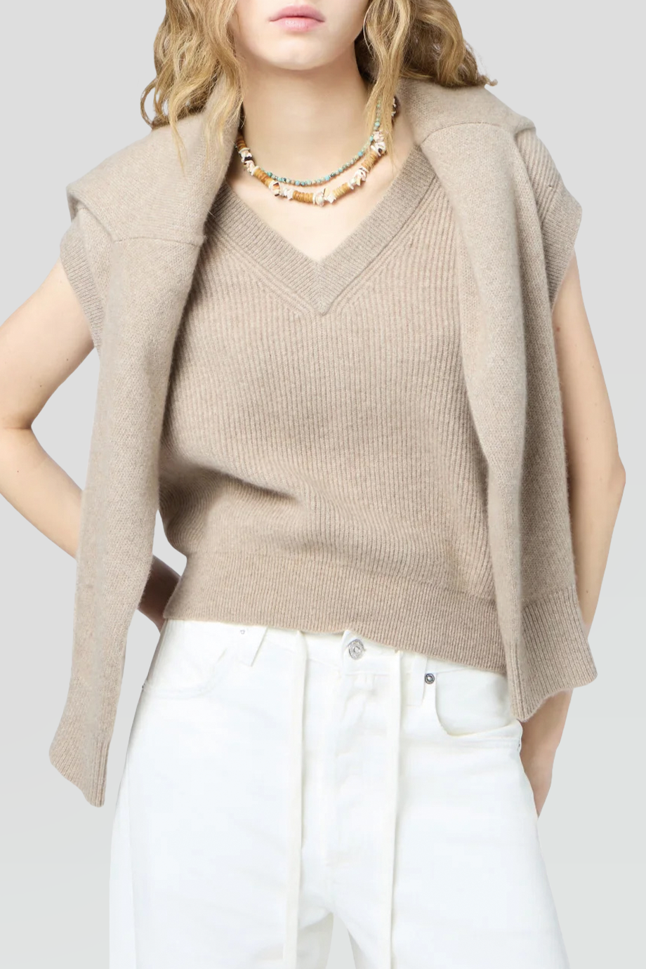 Guest in Residence｜RIB V領羅紋羊絨背心