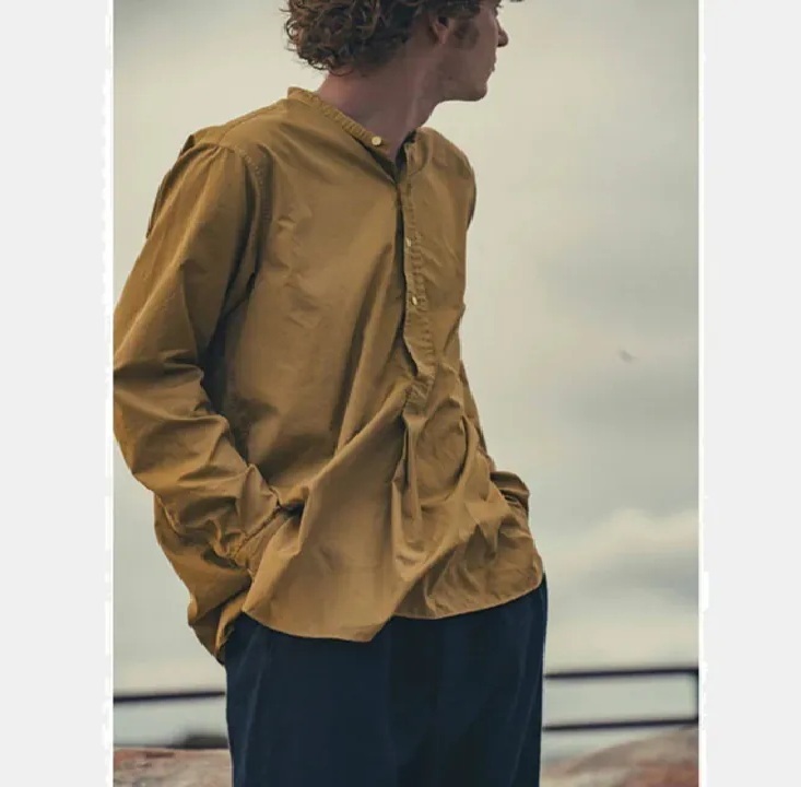 RE-STOCK: A.PRESSE PULLOVER COLLARLESS SHIRT L/S - BEIGE PRE ORDER ITEM (預訂中)