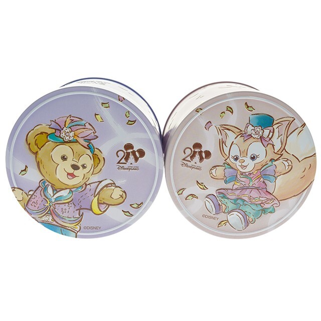 20周年奇妙派對 達菲Duffy與好友 曲奇餅 餅乾 造型 圓形鐵盒 2入組 -香港迪士尼樂園