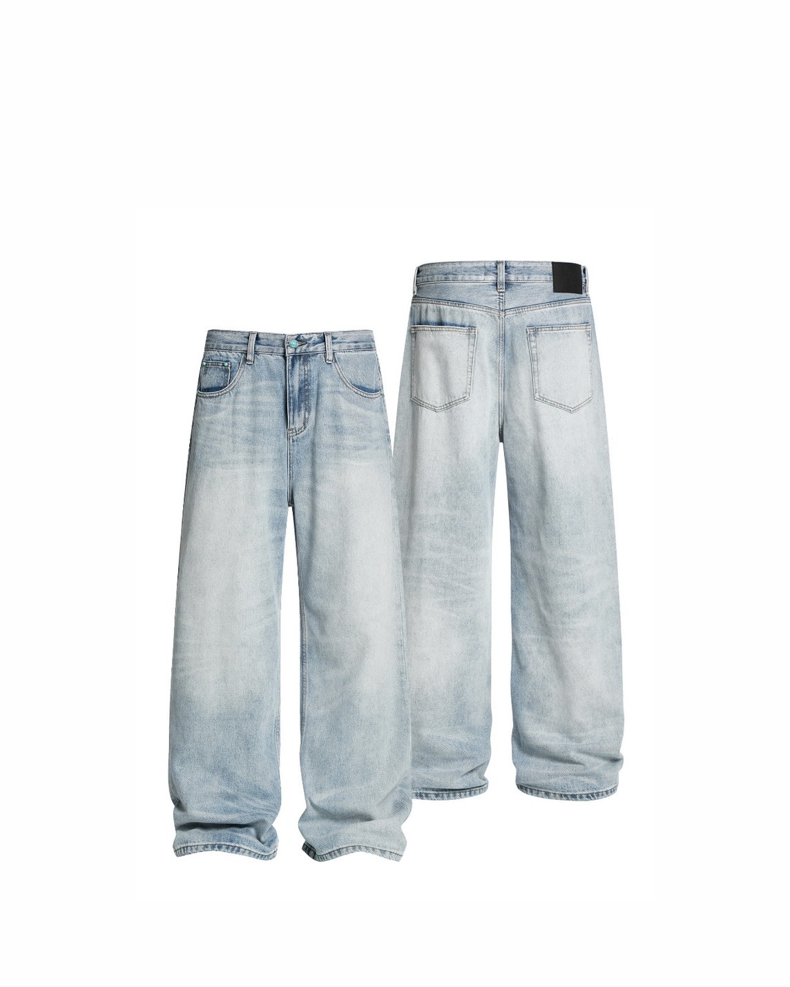 FU 美式街頭感 水洗藍 直筒 寬鬆 長褲 #牛仔褲