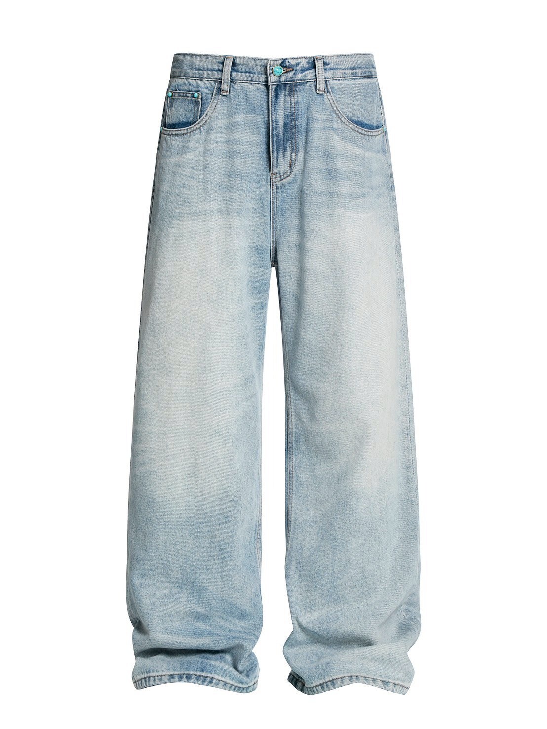 FU 美式街頭感 水洗藍 直筒 寬鬆 長褲 #牛仔褲