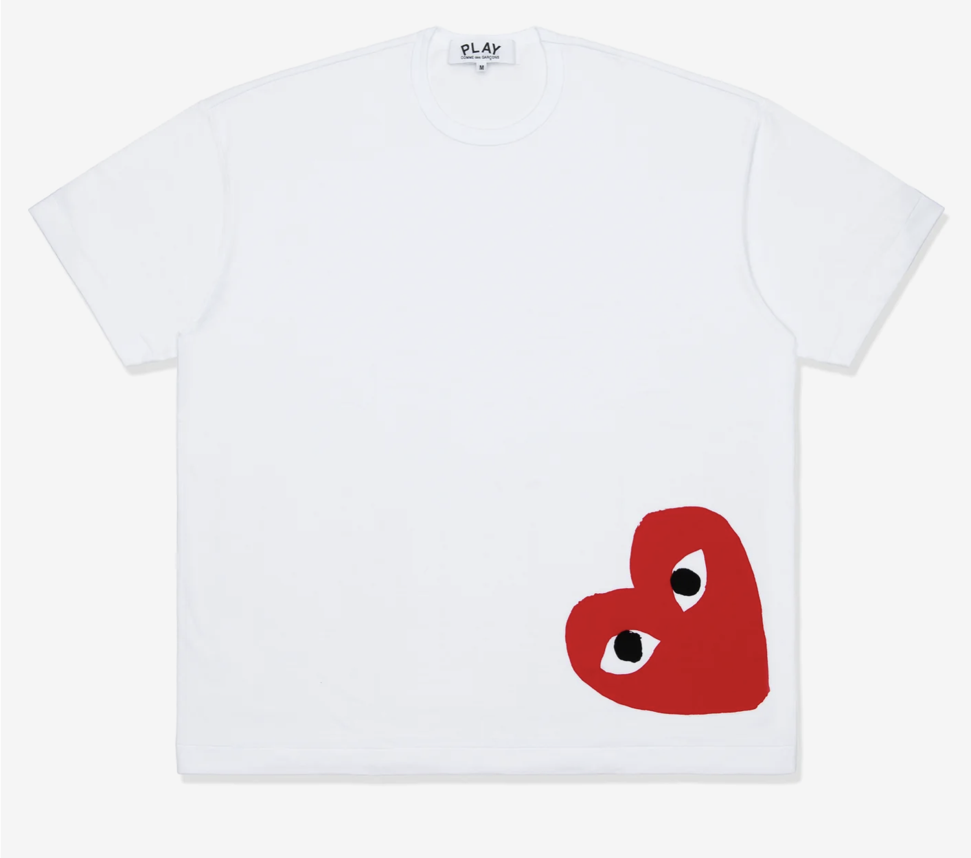 PLAY CDG 寬版Unisex Oversized T-Shirts Printed Red Heart White 紅愛心左下角