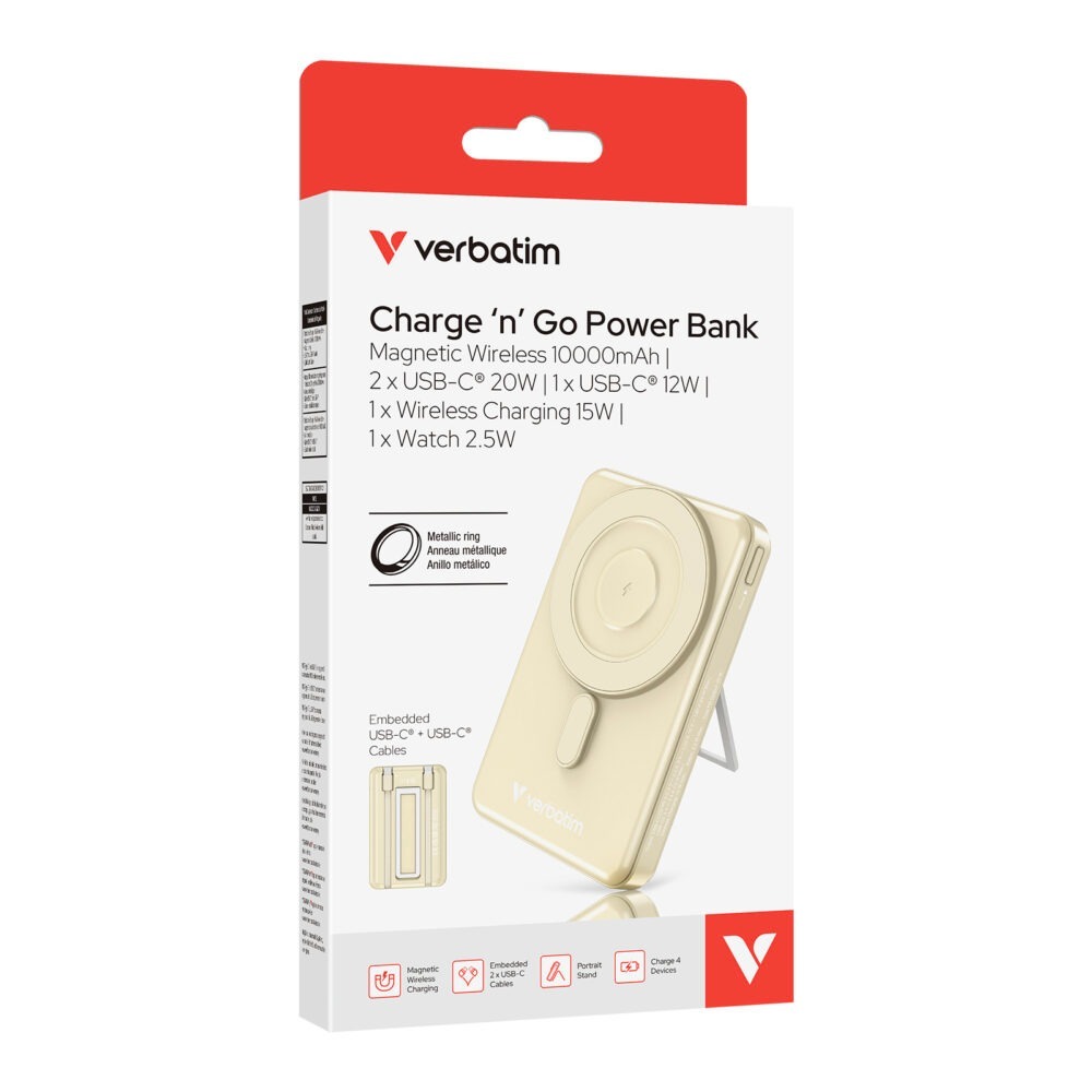 Verbatim Charge‘n’Go Power Bank Magnetic Wireless Charging 5-in-1 Stand 5000mAh (Dual Type C and China CCC Certificate Version)