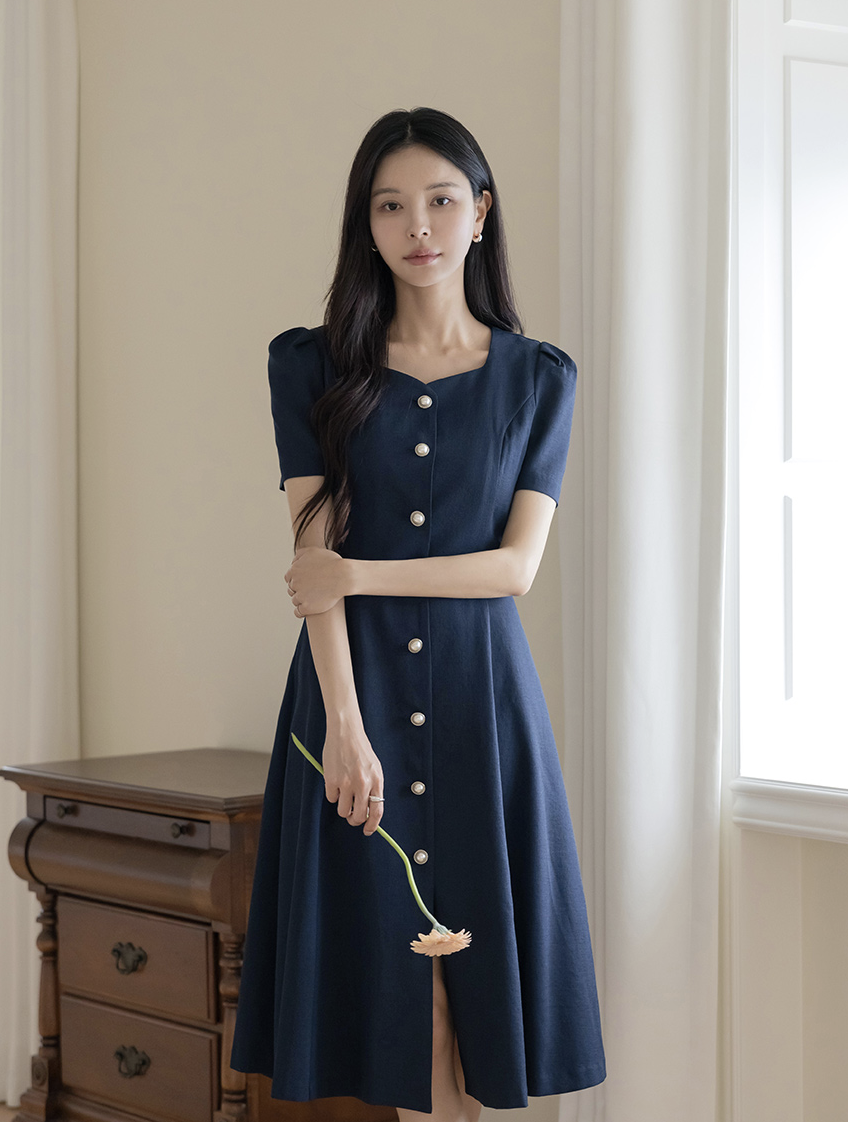 [現貨] Farrah 氣質排釦A字洋裝 [ 2色 / S,M ]