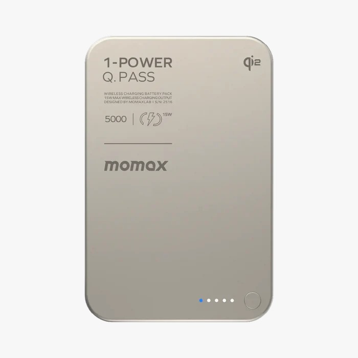 Momax 1-Power Q.Pass 5000mAh Qi2 磁吸流動電源 IP129 - CCC Certificate Version CCC認證