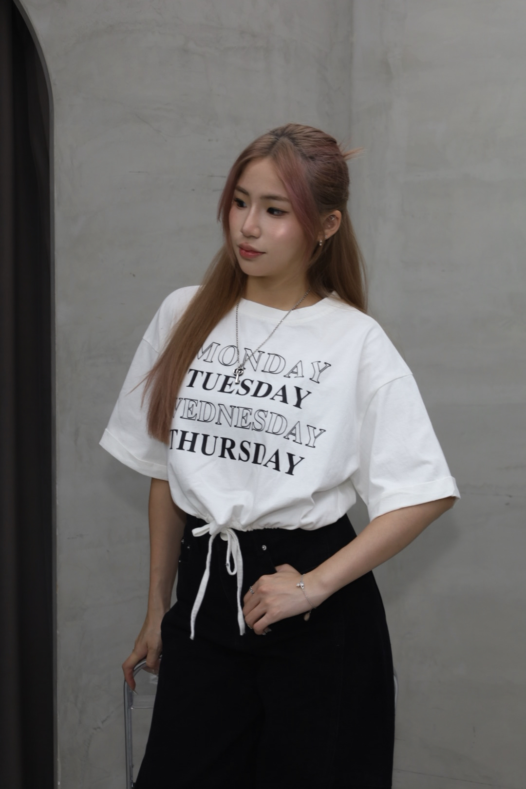 抽繩水洗短版T-shirt