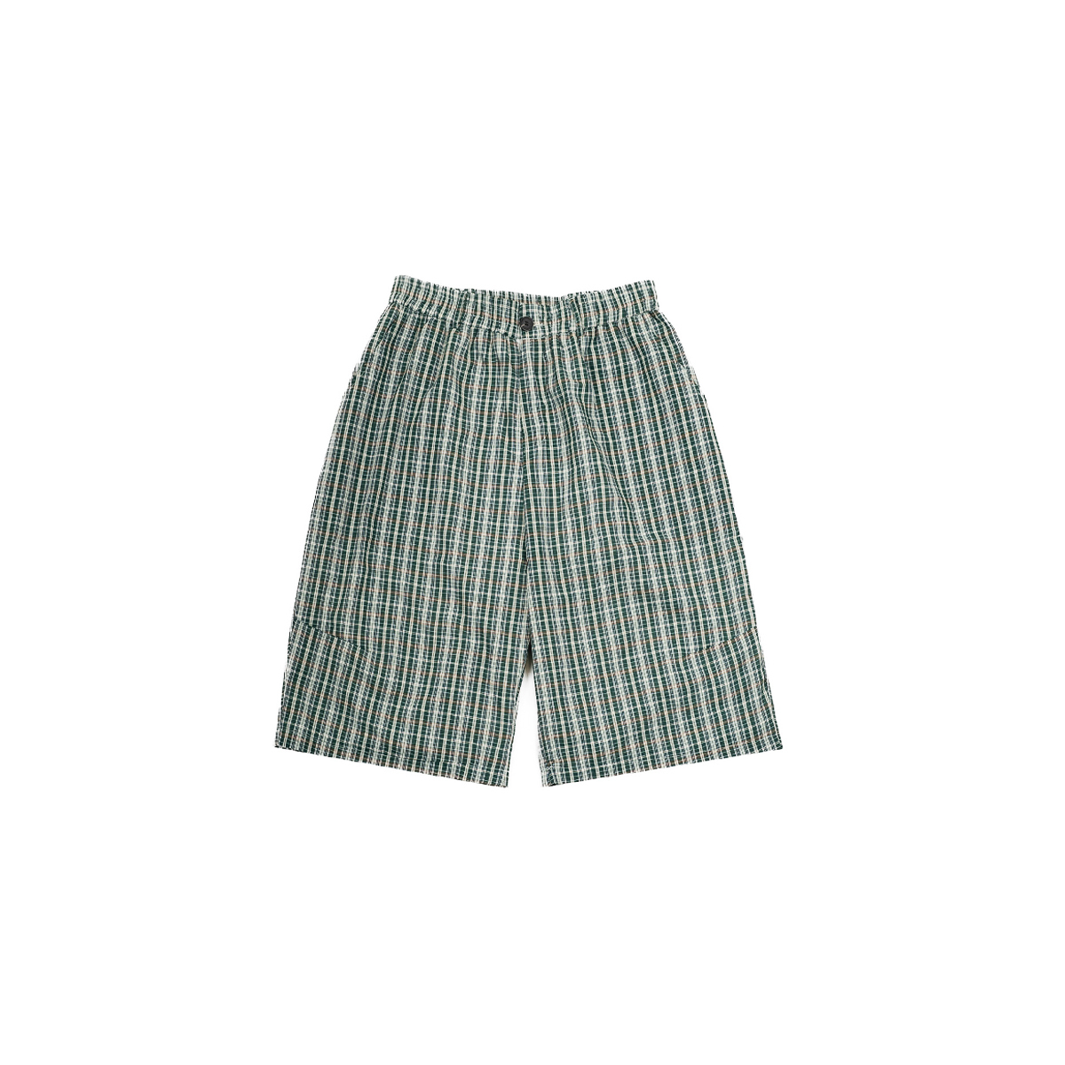 Ourpick Plaid Casual Shorts 藍綠格紋寬鬆七分褲