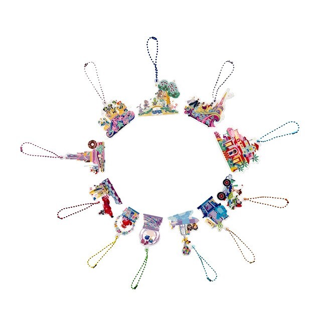 20周年 巡遊派對 米奇 Mickey 與好友們 迷你花車 造型 鑰匙圈 吊飾 11入組 -香港迪士尼樂園