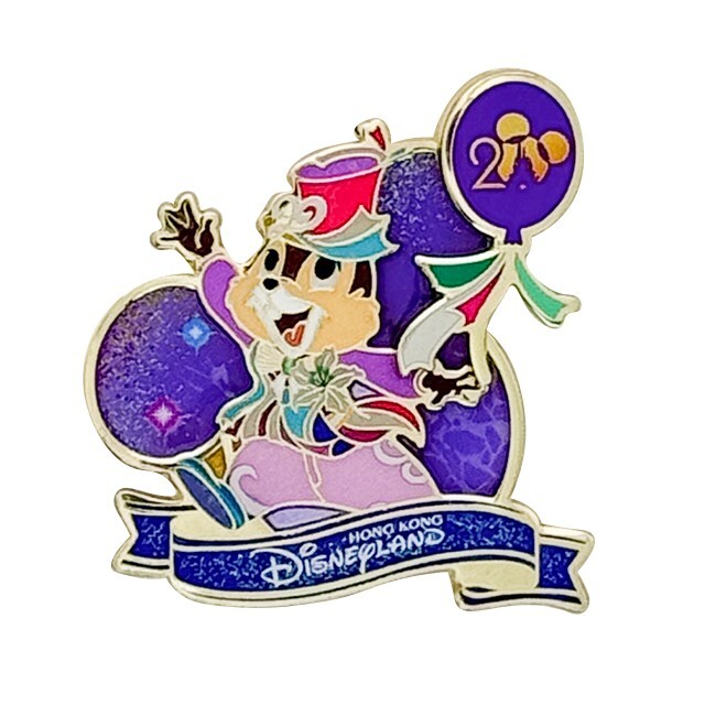 20周年奇妙派對 黑鼻 奇奇 Chip 造型 徽章 PIN 奇奇蒂蒂 Chip 'n Dale -香港迪士尼樂園