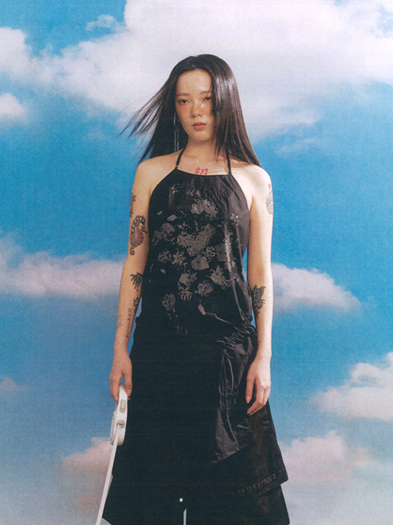 BIAS-CUT “CRUISE” SPAGHETTI DRESS