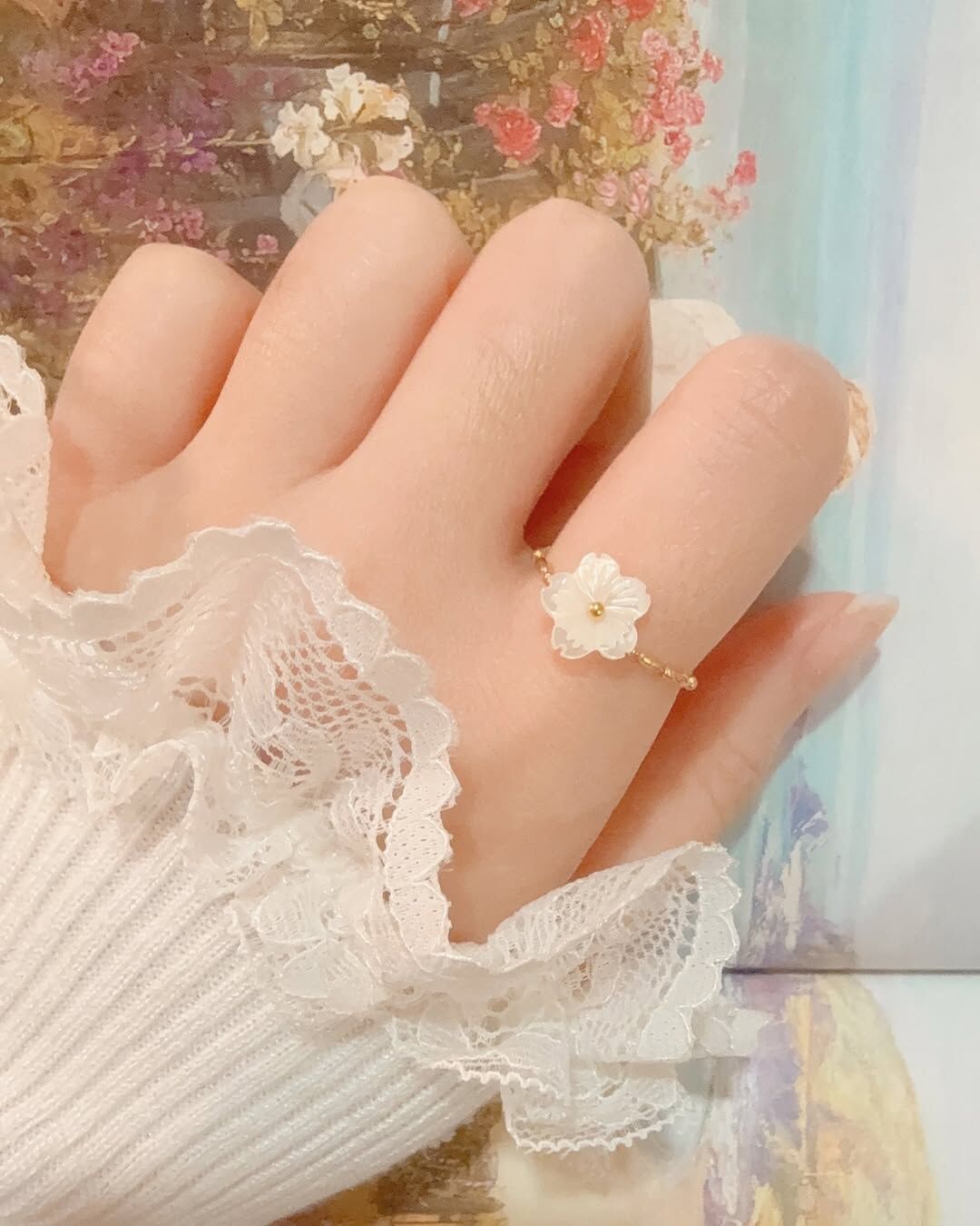 [溫柔首選🐰小白花鍊戒] R28 Lumi Bloom ring - 316L