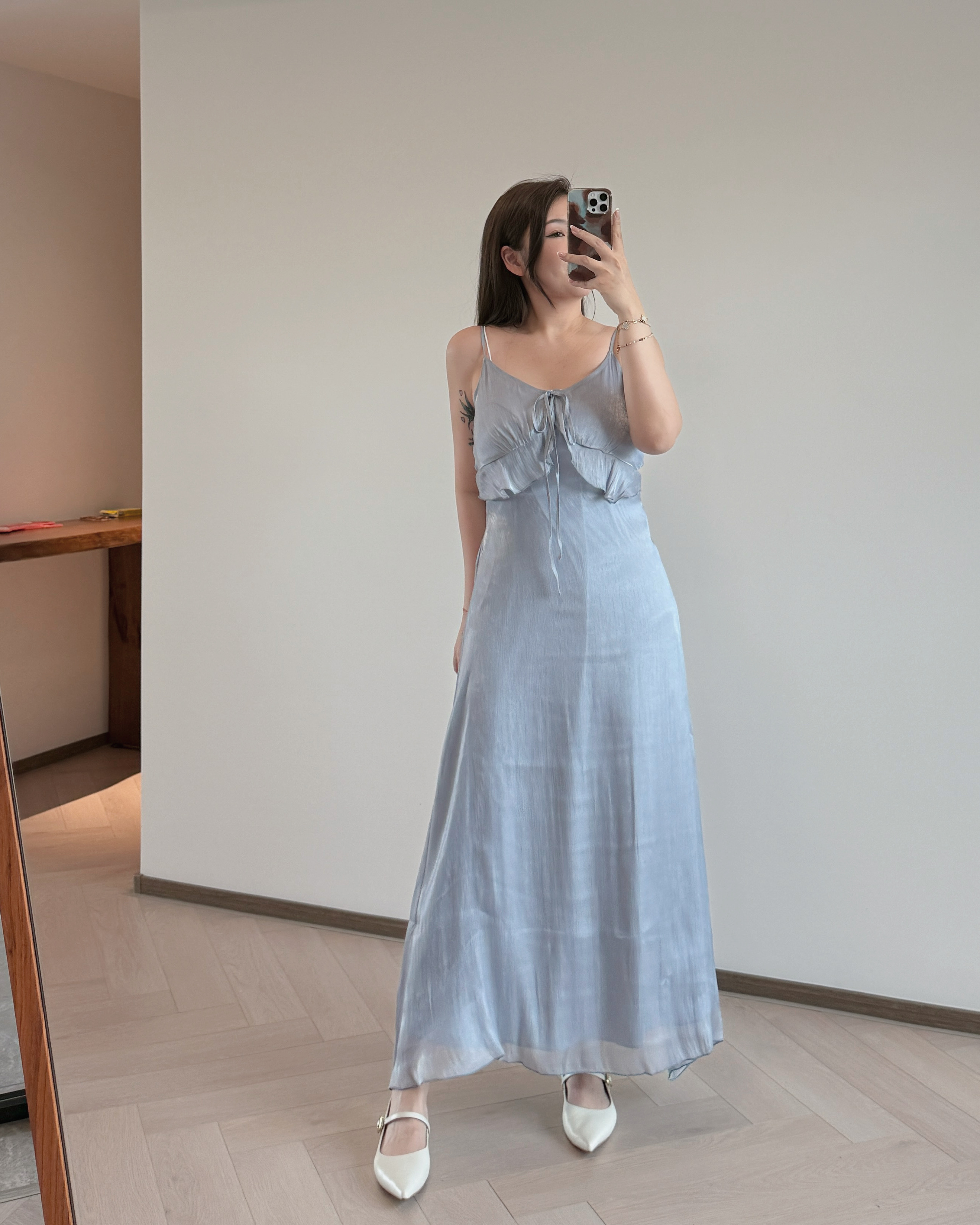 現貨 7237 荷葉邊吊帶長裙