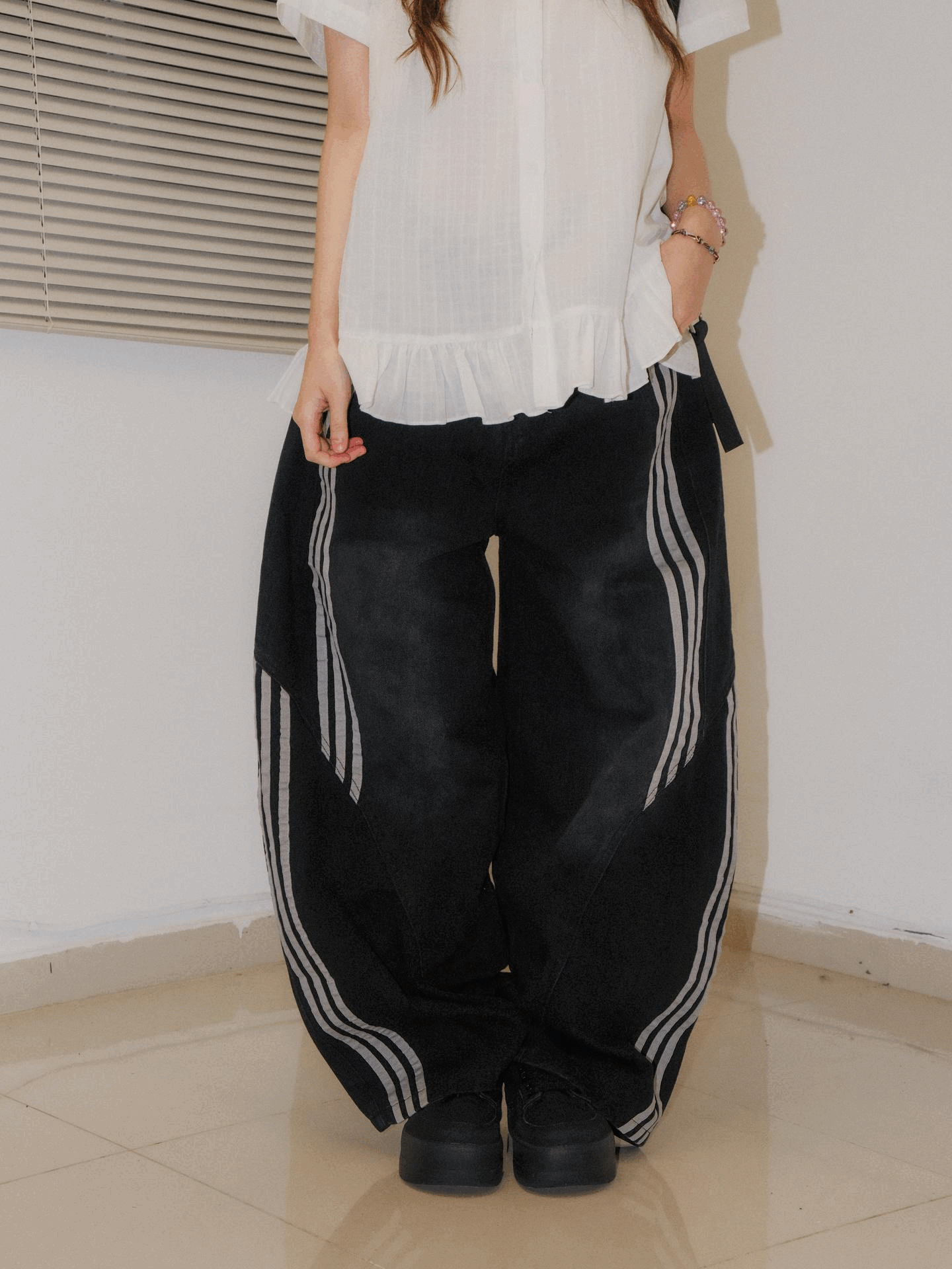 Three Strips Baggy Jeans