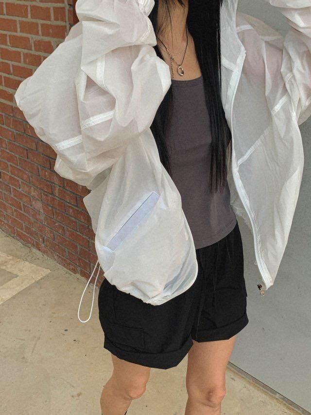 淨色連帽拉鍊外套 Hestory-085JK