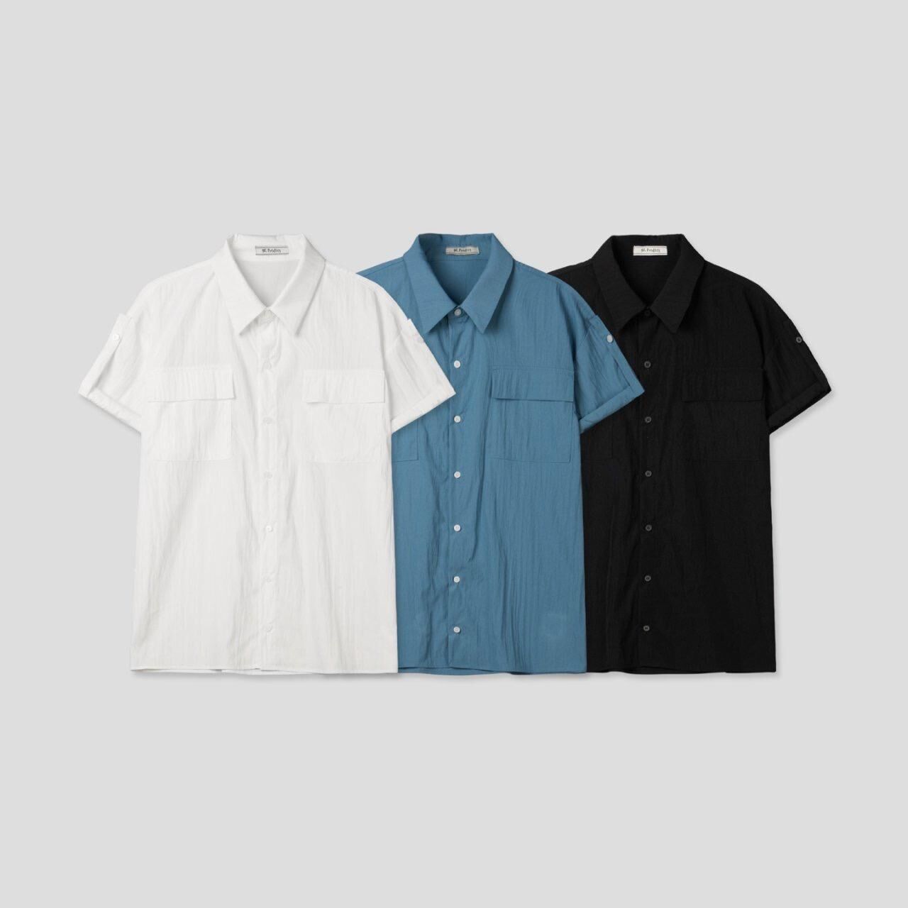 淨色暗紋短袖恤衫 1990S-011S