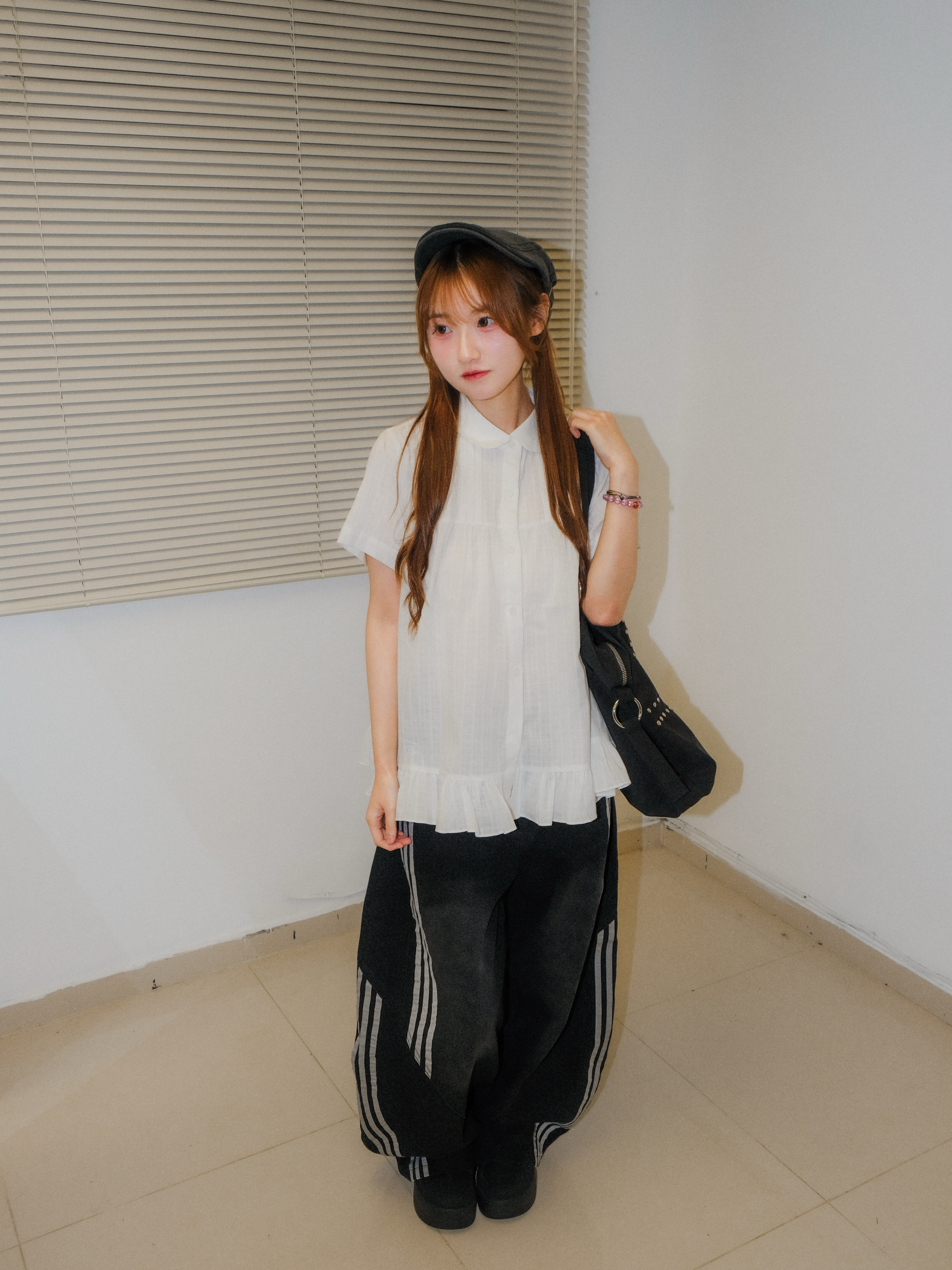 Lovable Waffle and Ruffle Blouse