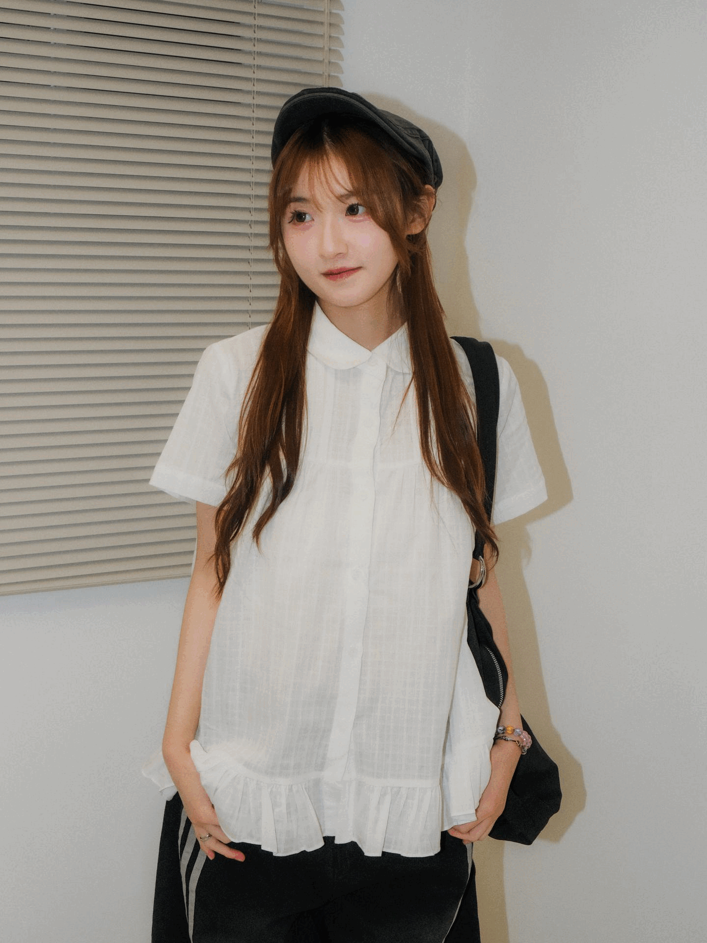 Lovable Waffle and Ruffle Blouse