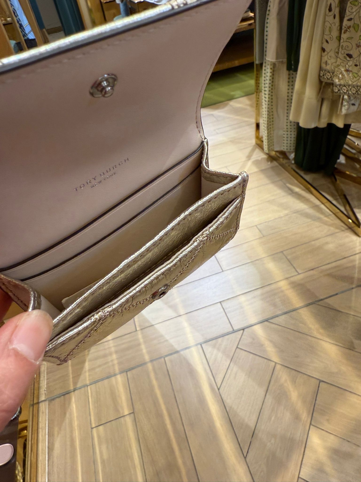 Tory Burch Willa Metallic Card Case Spark Gold