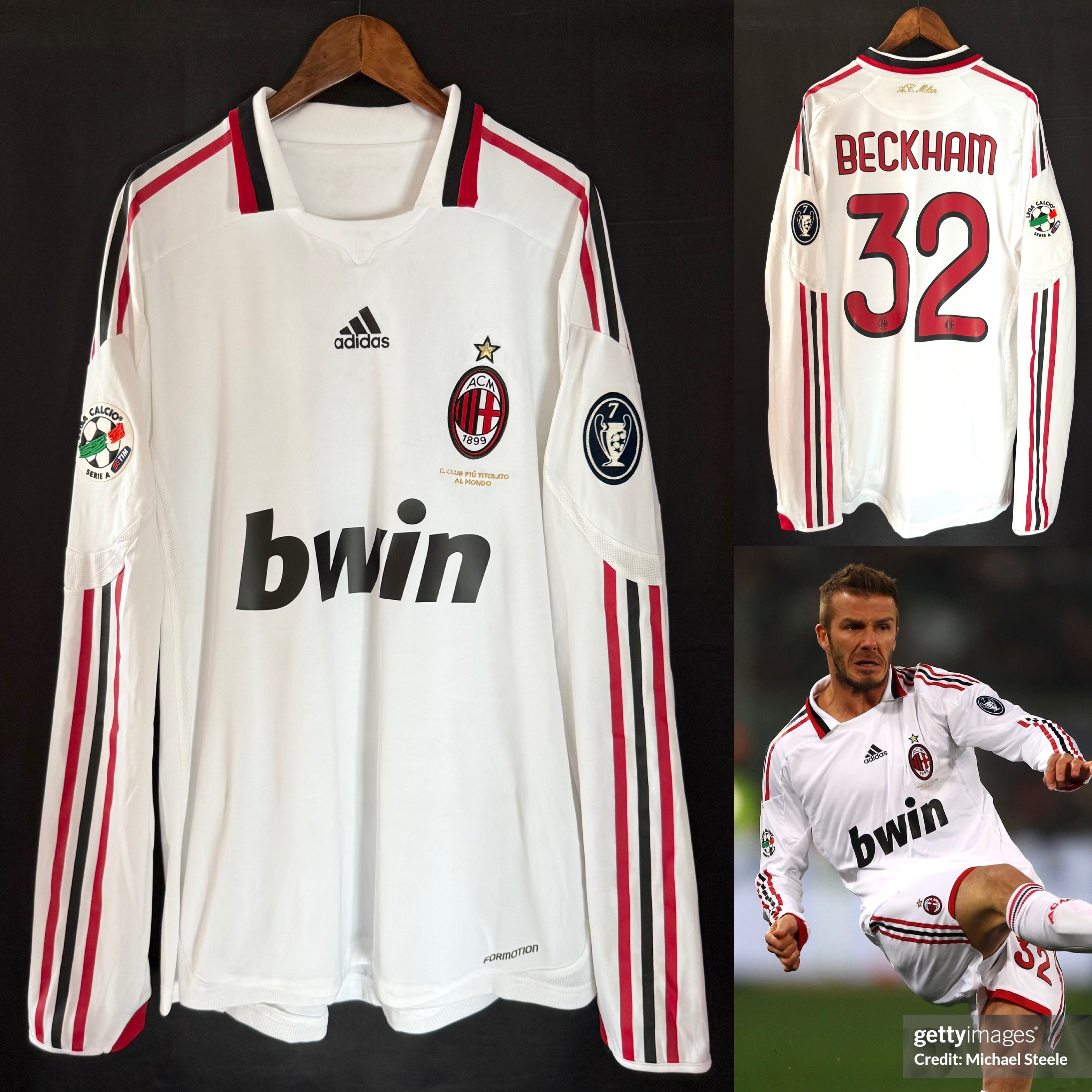 (Match Issue) AC Milan 2009-2010 Adidas L/S Away Match Issue Shirt #32 BECKHAM