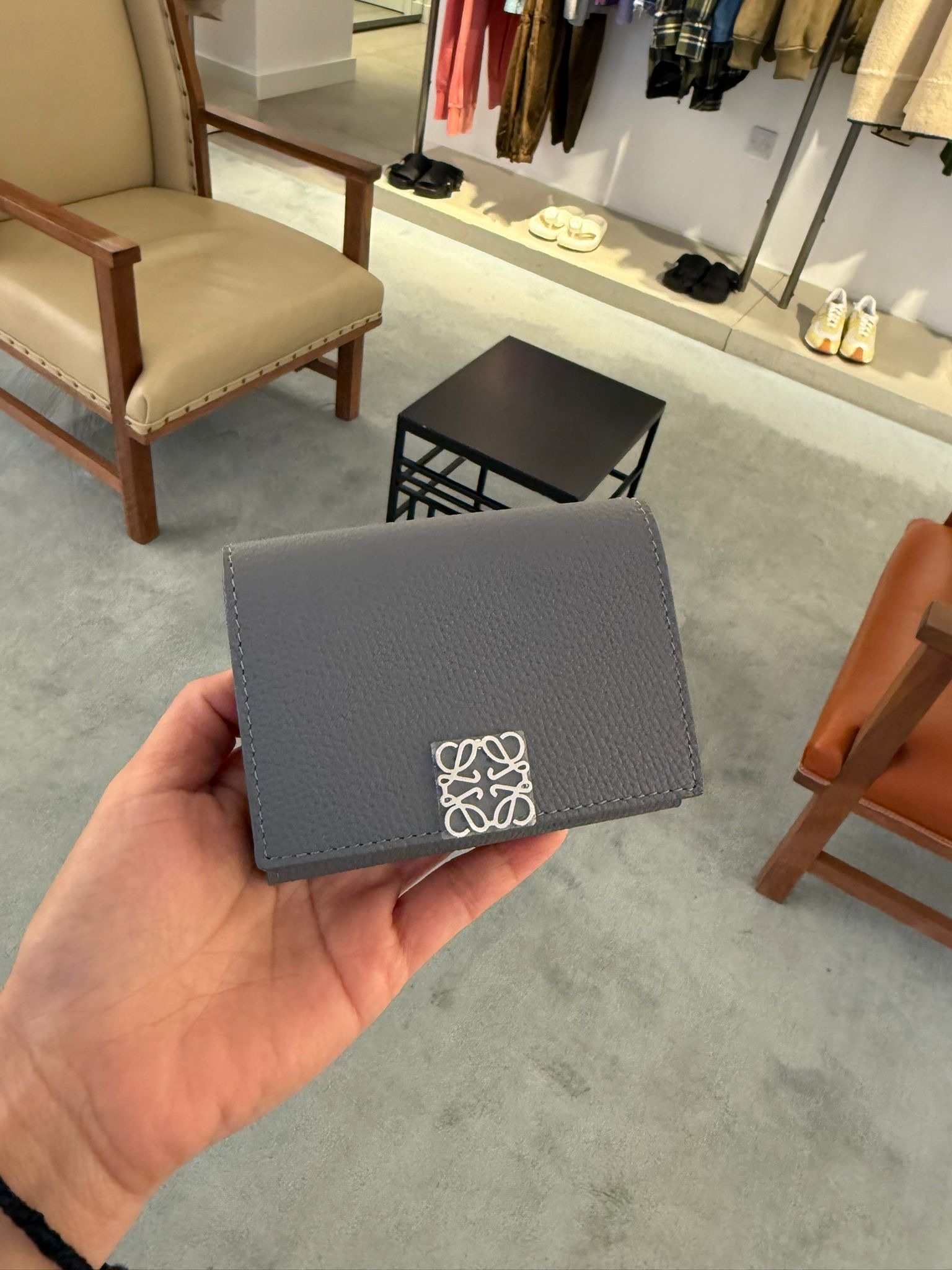 Loewe Anagram Trifold Wallet Grey