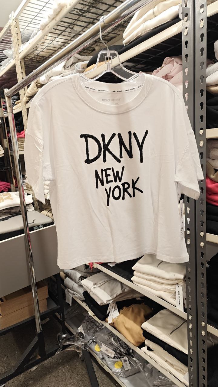 [U] DKNY WHITE WOMEN'S BLOUSE COTTON SHORT SLEEVE, DP5T1318-WHB (UD186)