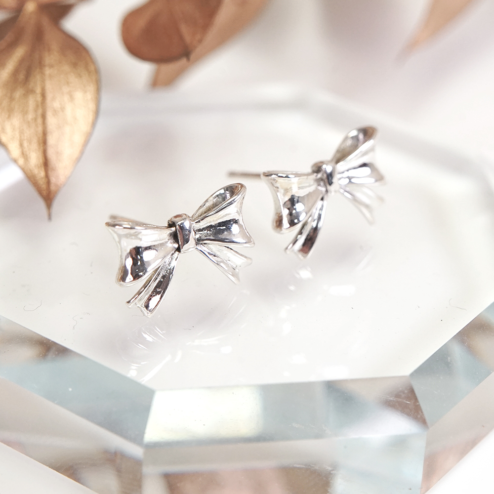 銀光飛舞 蝴蝶結 925純銀耳環 22週年紀念設計 女生耳環