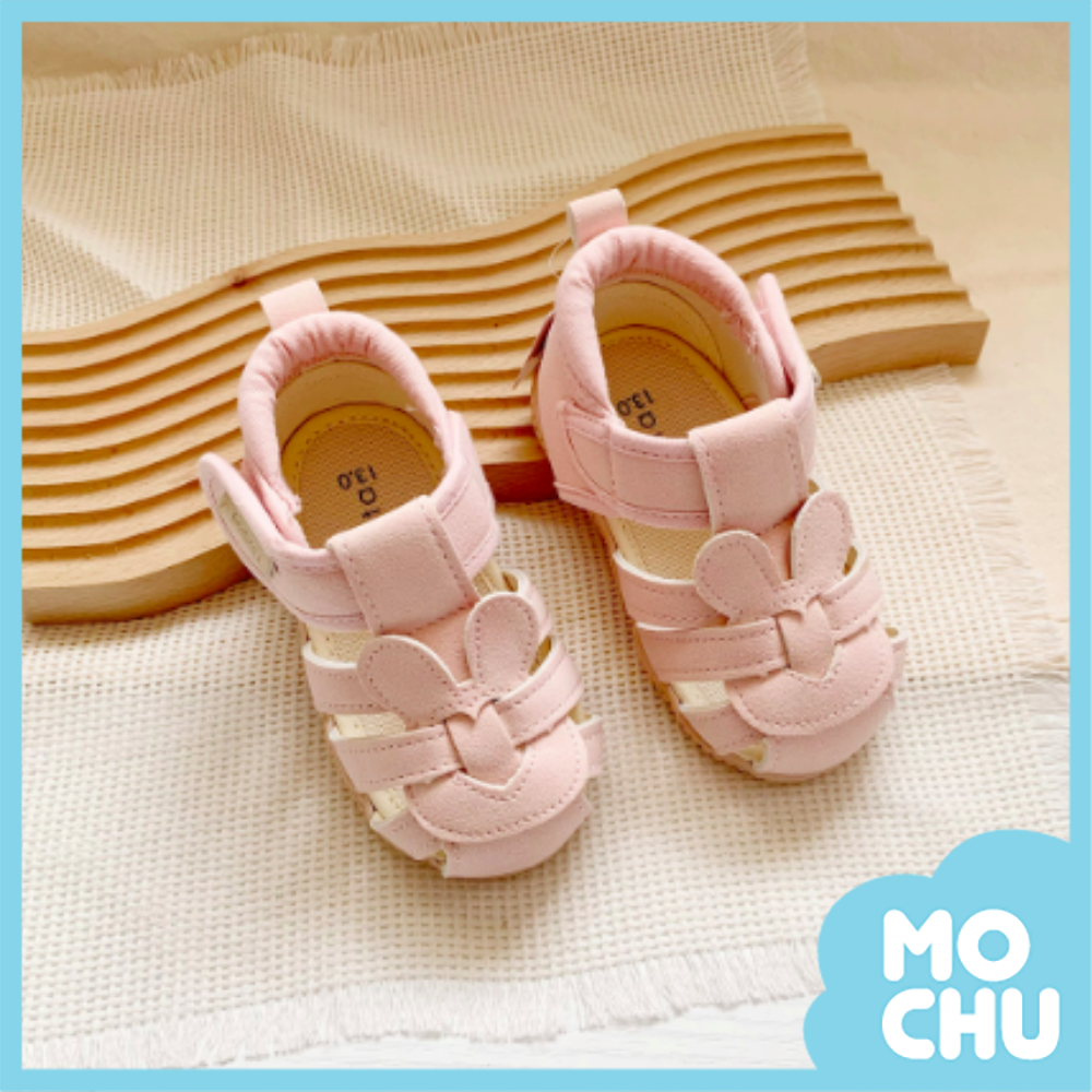 粉兔子軟皮涼鞋