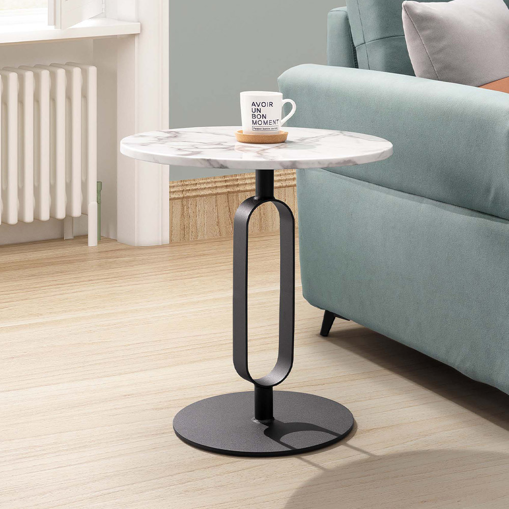 巴恩1.7尺圓形石面設計款造型小茶几/邊几/邊桌