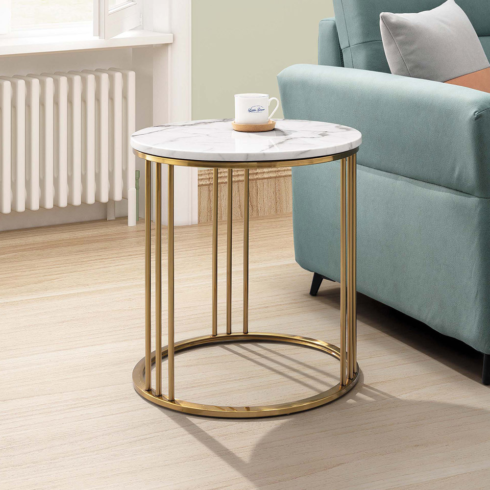 羅里1.7尺圓形石面小茶几/邊几/邊桌