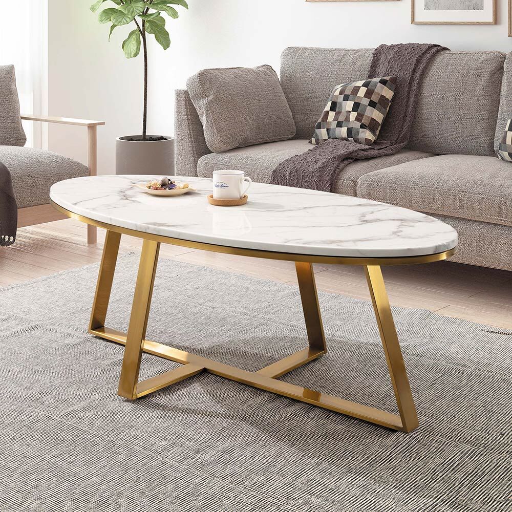 可羅4尺橢圓形石面大茶几