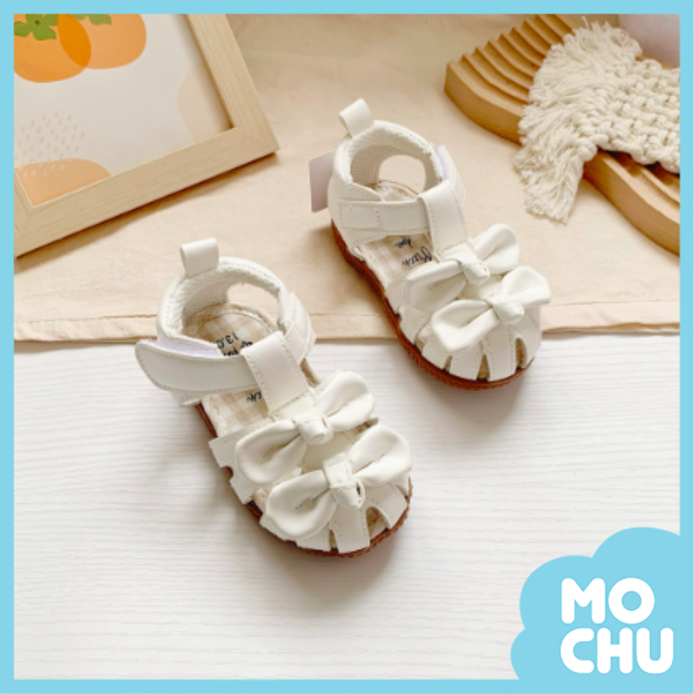 雙蝴蝶結軟皮涼鞋