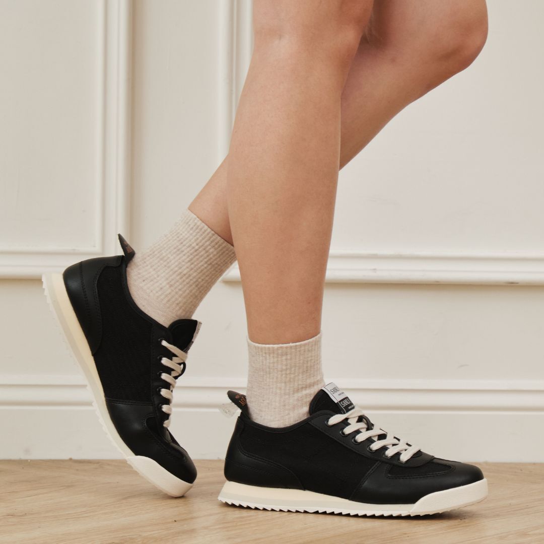 賽琳・運動休閒鞋 黑咖啡(真皮女鞋/台灣製MIT/防潑水)