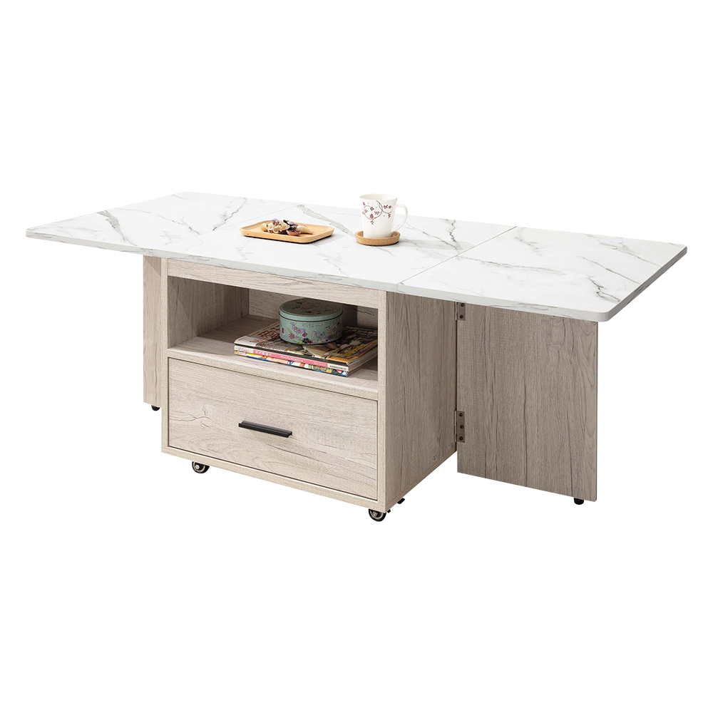 利奇2.1尺仿石面折合式二抽大茶几