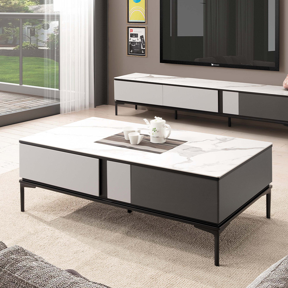 莫恩4.3尺岩板四抽大茶几