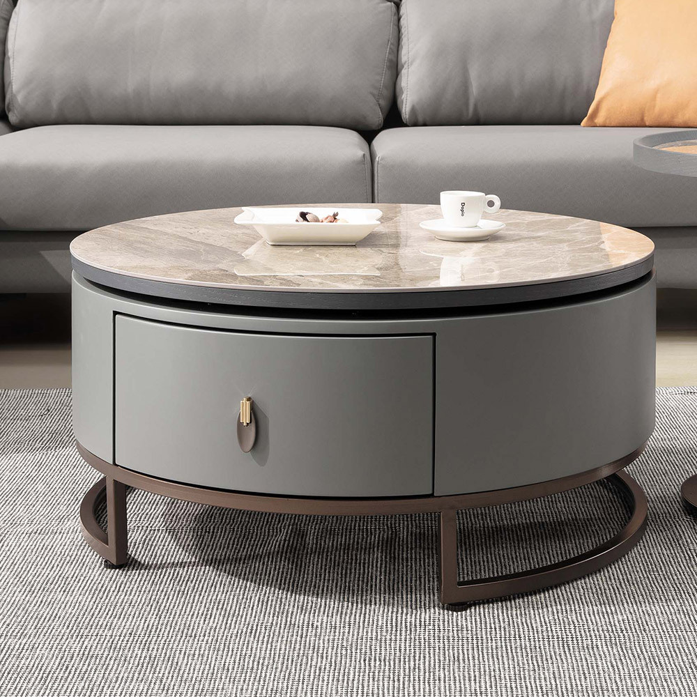 基格2.7尺圓形旋轉岩板大茶几