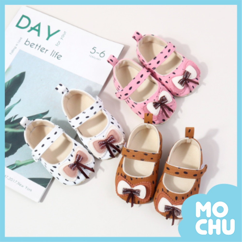 斑點蝴蝶結學步鞋(三色)