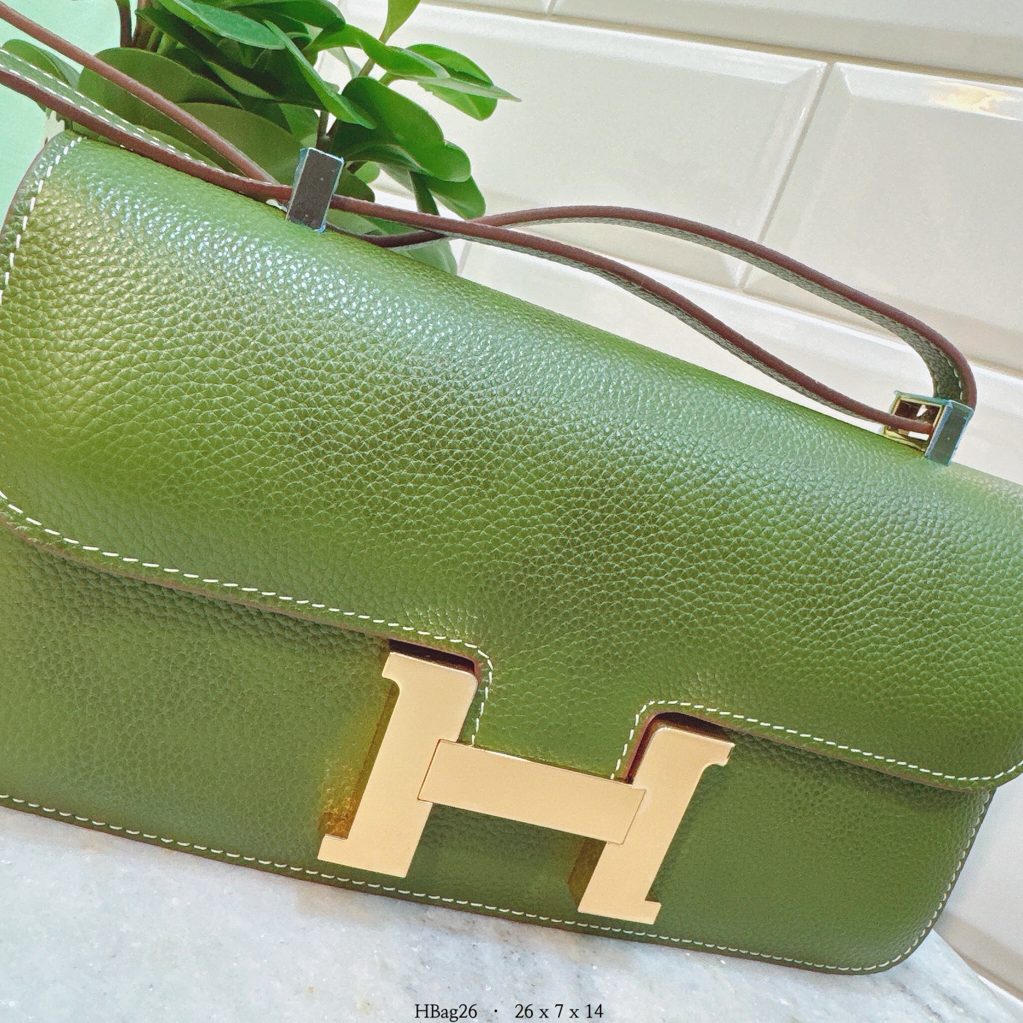 Hbag26-韓國牛皮H金扣肩背包