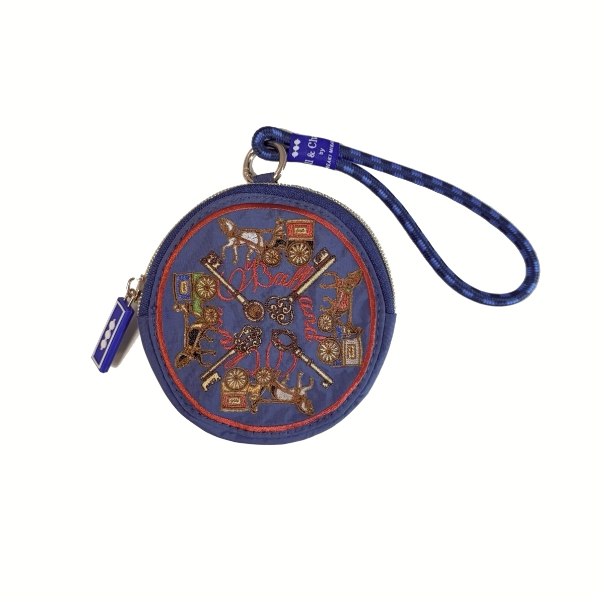 Ball＆Chain 刺繡環保購物袋 圓形小包 - 藍 (30163832)