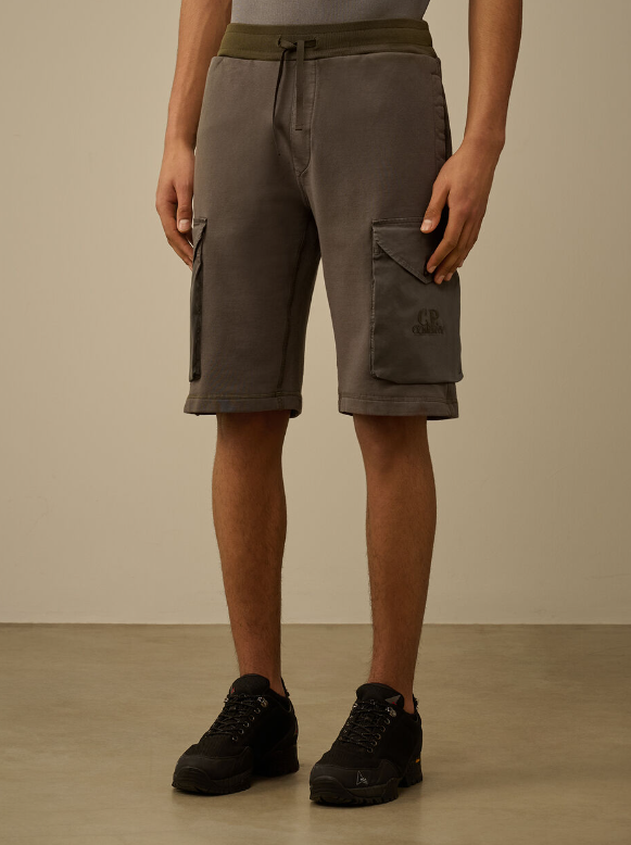C.P. Company  Diagonal Fleece Hybrid Cargo Shorts   JUL25