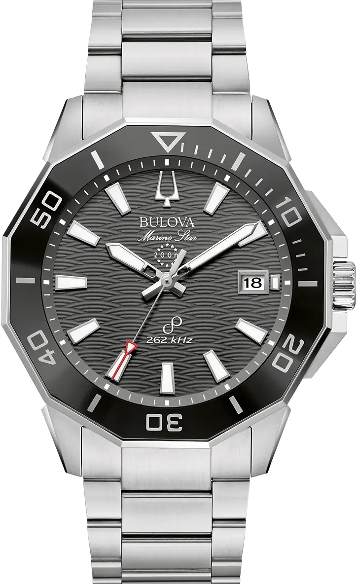 萬年鐘錶 - BULOVA 寶路華  Marine Star系列  海洋之星陶瓷錶圈潛水262kHz超頻精準不銹鋼石英機芯男錶 96B434  錶徑43MM