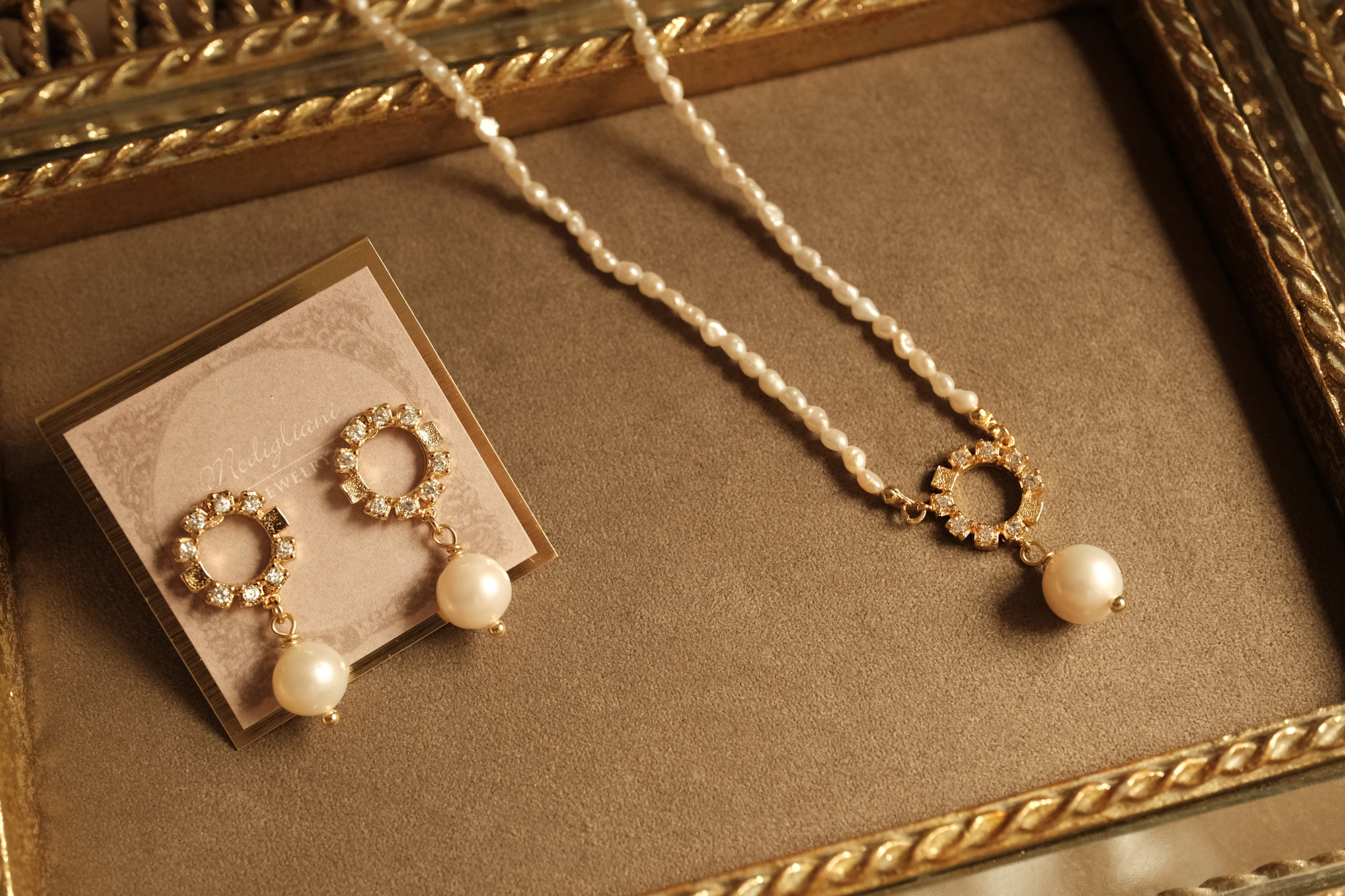 黃銅飾品, 耳環, 飾品, 黃銅, 鋯石, 18KGP, 天然珍珠, 氣質