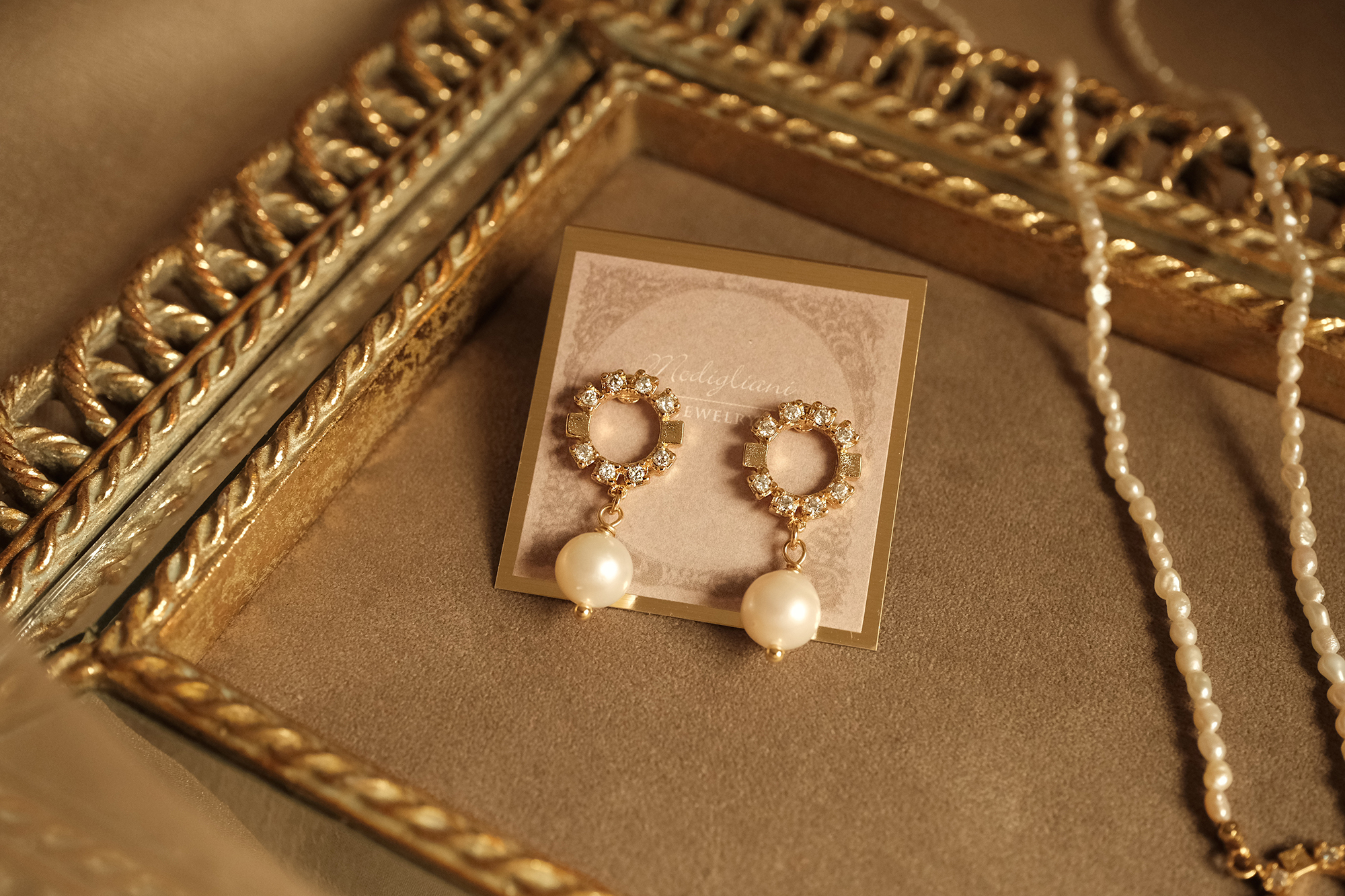 黃銅飾品, 耳環, 飾品, 黃銅, 鋯石, 18KGP, 天然珍珠, 氣質