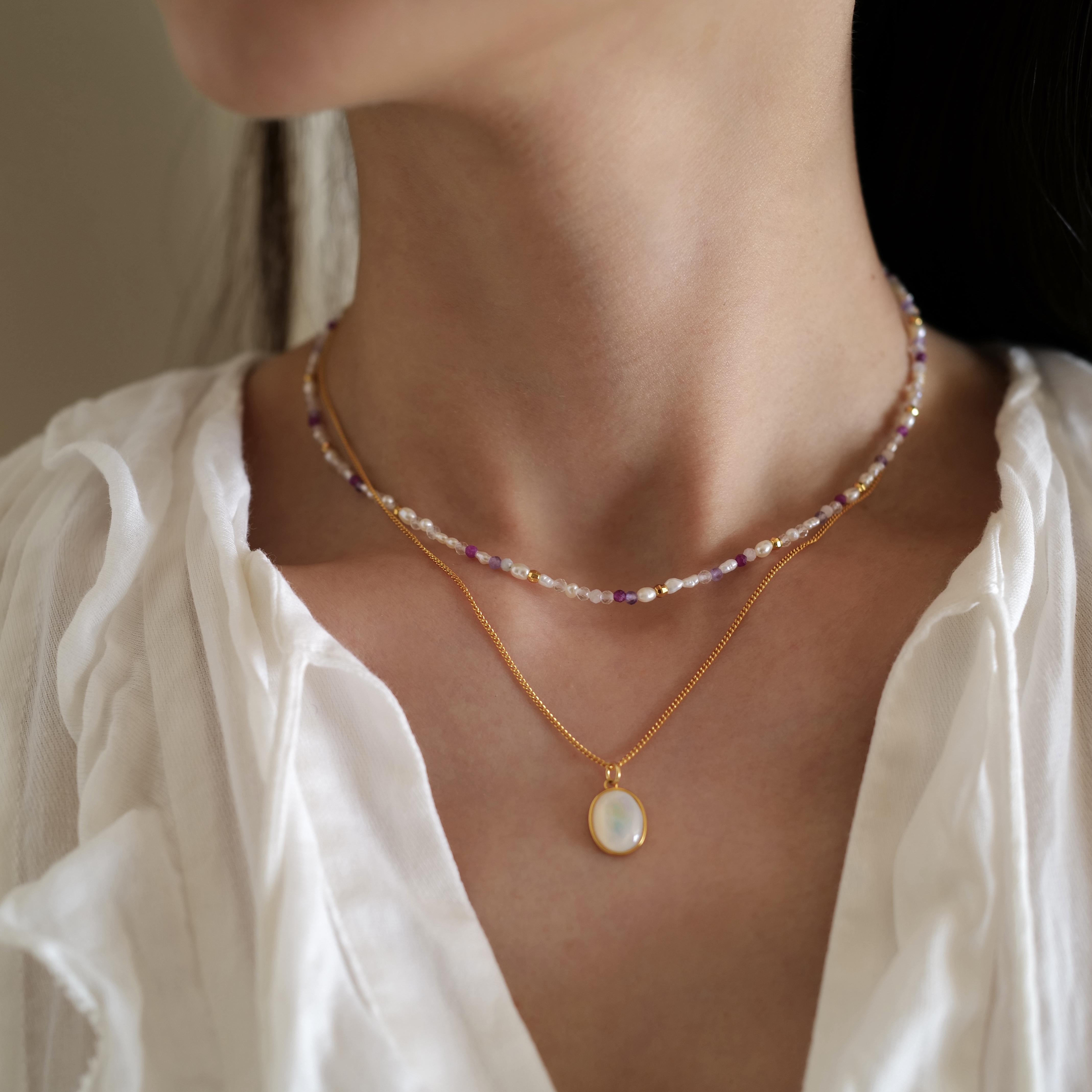 Petal Mist Necklace｜花瓣霧光 珍珠項鍊