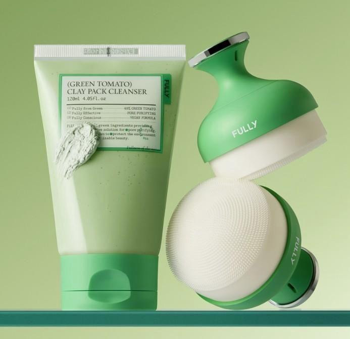 韓國 FULLY 綠番茄泥膜洗面乳120ML 附 FULLY空沁毛孔清潔氣囊刷