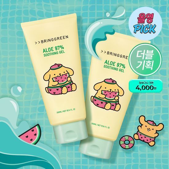 《olive young連線》Bring Green x POMPOMPURIN Aloe 99% Soothing Gel 300ml 1+1