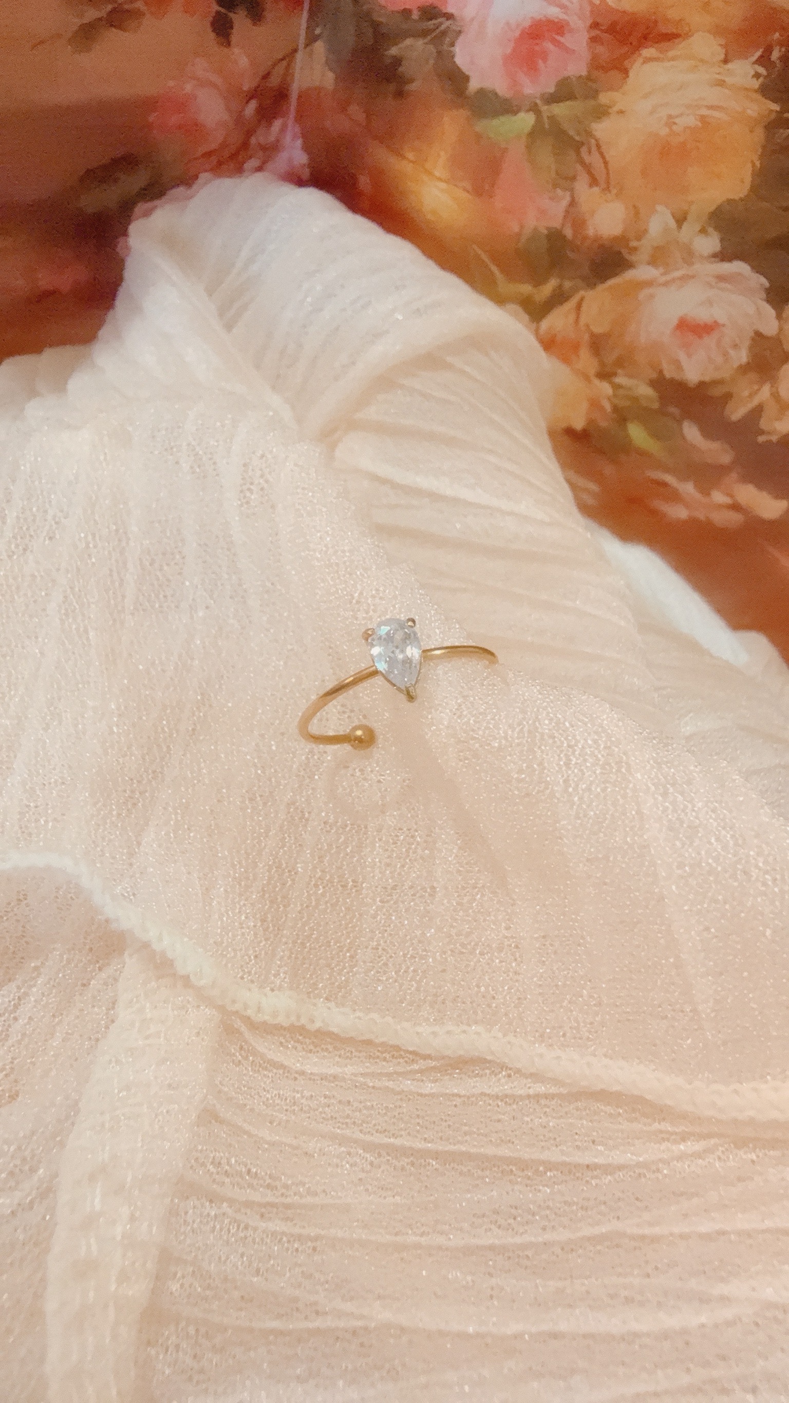 [自帶光的水滴鑽💧] R29 Liora Drop ring - 316L