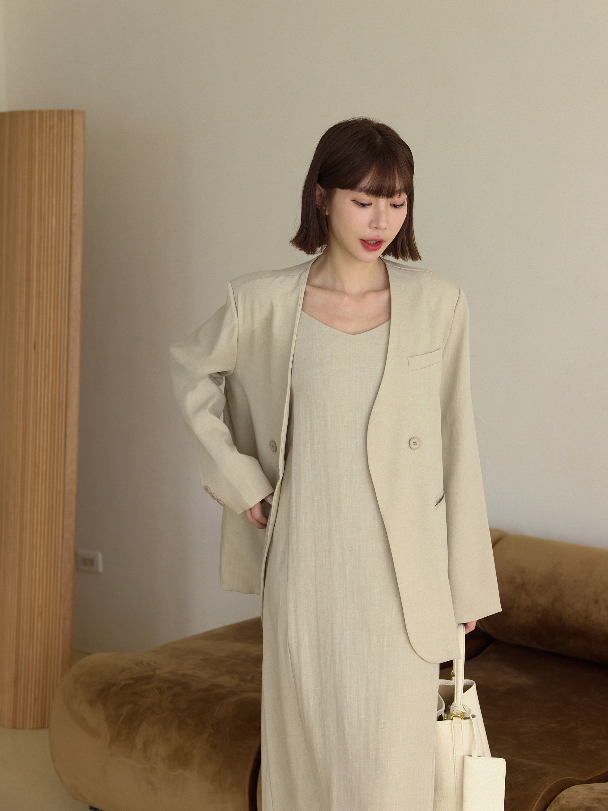 清爽通勤西裝長洋SET