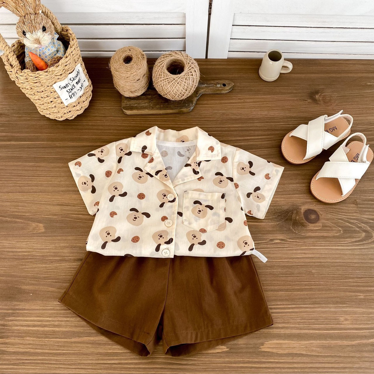 俏皮狗狗襯衫套裝